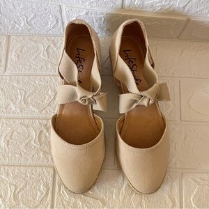 New LifeStride Womens Kascade Slip On Strappy Espadrilles Taupe Canvas size 7M